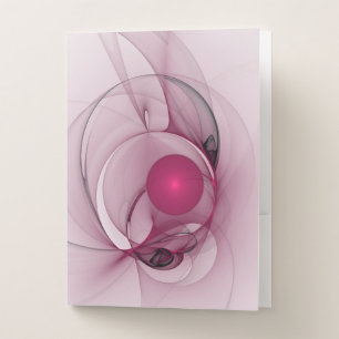 Swinging Fractal, Modern Abstract Berry Pink Art Pocket Folder