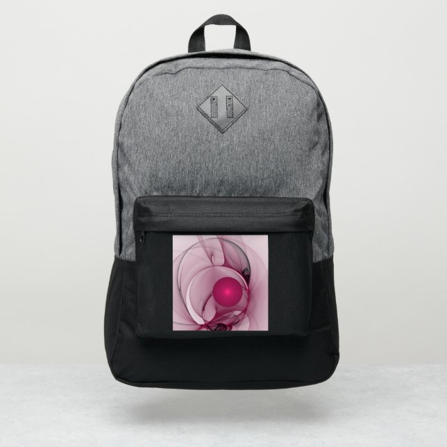 Swinging Fractal, Modern Abstract Berry Pink Art Port Authority® Backpack (Front)
