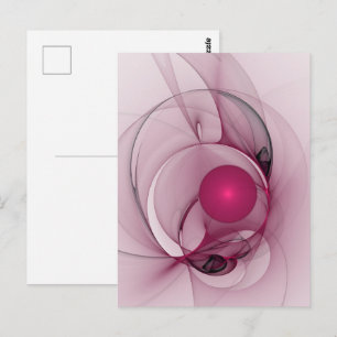 Swinging Fractal, Modern Abstract Berry Pink Art Postcard