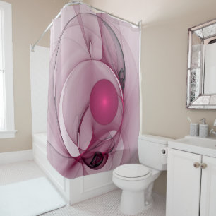 Swinging Fractal, Modern Abstract Berry Pink Art Shower Curtain