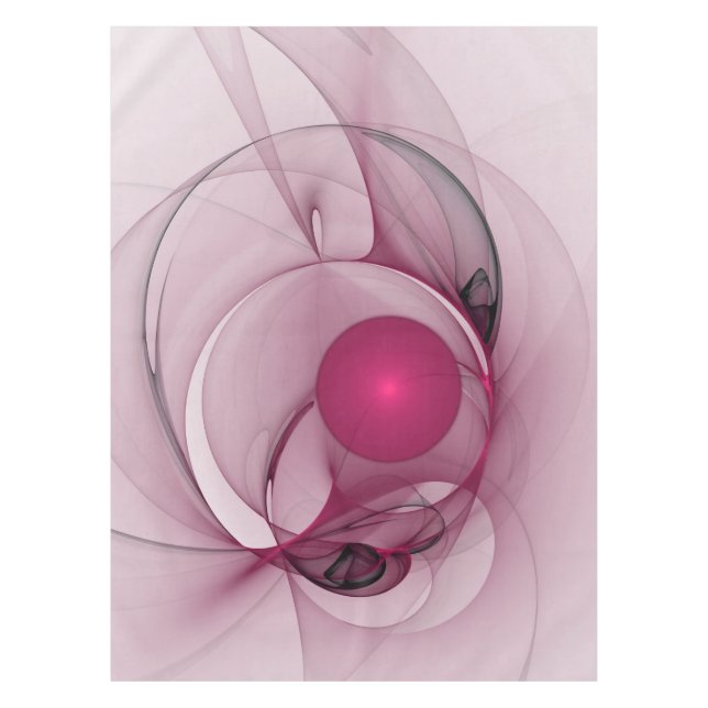 Swinging Fractal, Modern Abstract Berry Pink Art Tablecloth (Front)