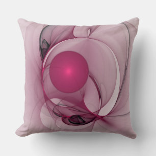 Swinging Fractal, Modern Abstract Berry Pink Art Throw Pillow