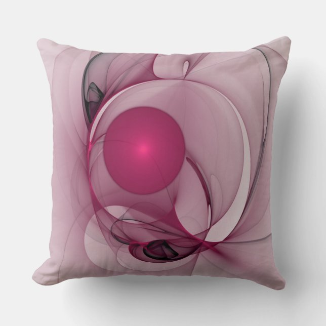 Swinging Fractal, Modern Abstract Berry Pink Art Throw Pillow (Front)