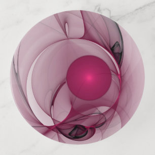 Swinging Fractal, Modern Abstract Berry Pink Art Trinket Tray