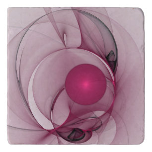 Swinging Fractal, Modern Abstract Berry Pink Art Trivet