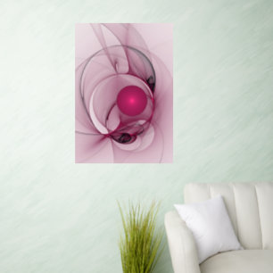 Swinging Fractal, Modern Abstract Berry Pink Art Wall Decal