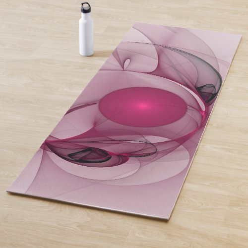 Swinging Fractal Modern Abstract Berry Pink Art Yoga Mat