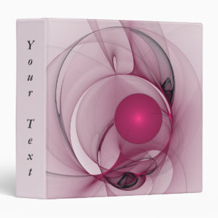 Swinging Fractal, Modern Abstract Berry Pink Text 3 Ring Binder