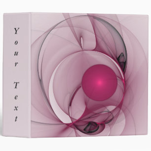 Swinging Fractal, Modern Abstract Berry Pink Text 3 Ring Binder