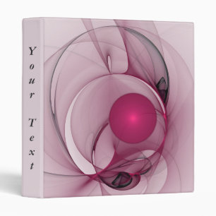 Swinging Fractal, Modern Abstract Berry Pink Text 3 Ring Binder