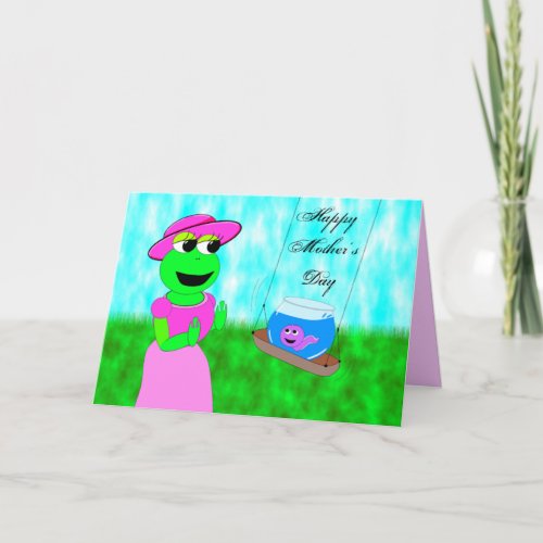 swinging frog Mothers Day Card