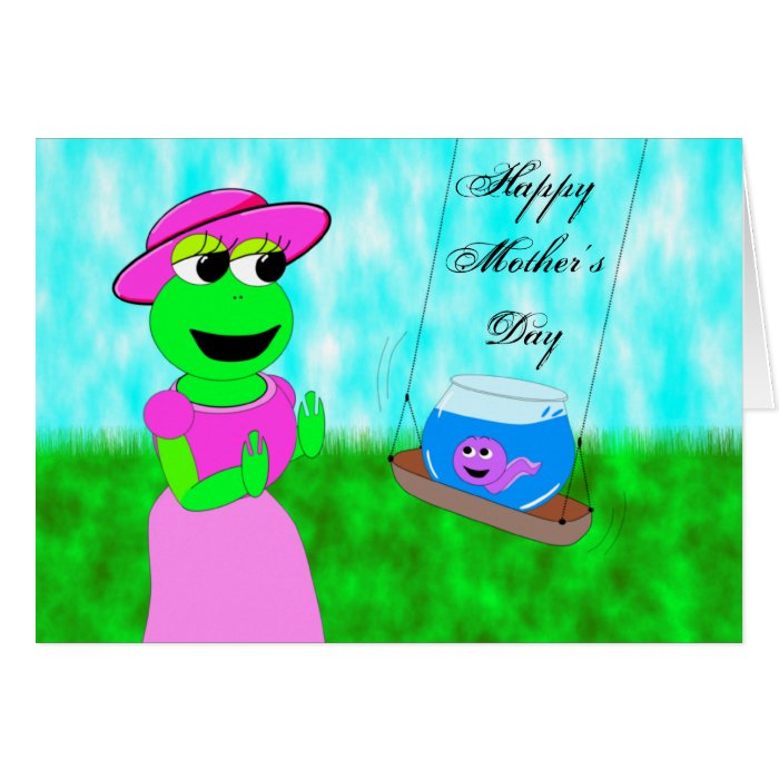 swinging frog, Mother's Day Greeting Card