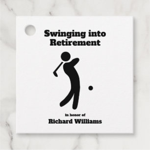 Swinging Golf Player Modern Retirement Party Favor Tags