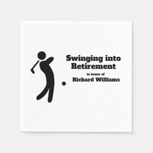 Swinging Golf Player Modern Retirement Party Napkins
