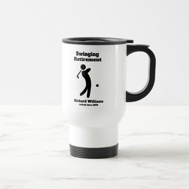 Swinging Golf Player Modern Retirement Party Travel Mug (Right)