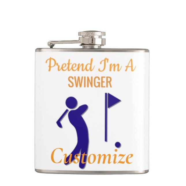 Swinging Golfer Thunder_Thunder_Cove Flask (Front)