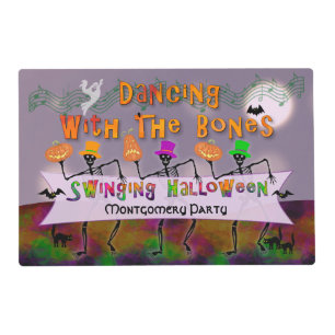 Swinging Halloween Skeletons Custom Party Paper Placemat