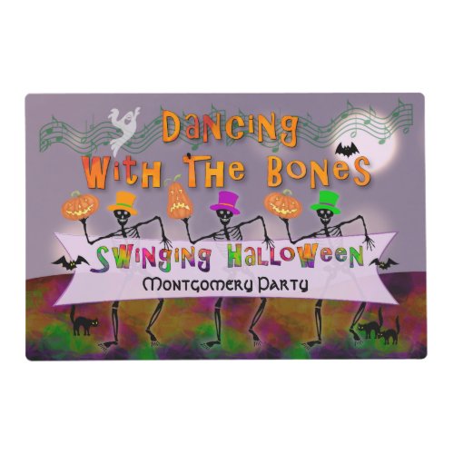 Swinging Halloween Skeletons Custom Party Paper Placemat