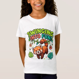 Swinging Into Fun Cute Red Panda T-Shirt   Kids