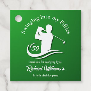Swinging into My Fifties Modern Golf Player Party Favor Tags