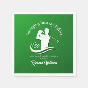 Swinging into My Fifties Modern Golf Player Party Napkins