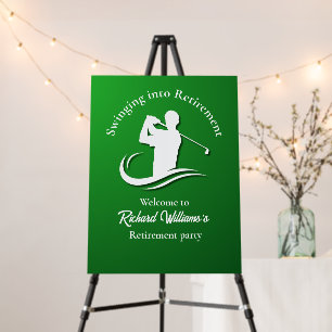 Swinging into Retirement Modern Golf Player Party Foam Board
