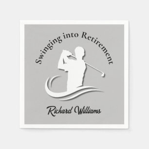 Swinging into Retirement Modern Golf Player Party Napkins