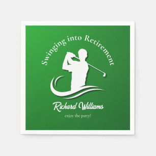 Swinging into Retirement Modern Golf Player Party Napkins
