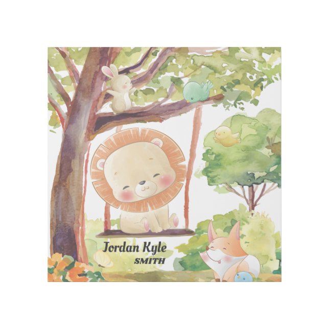 Swinging Lion, Fox, Bunny and Birds Blush Nature Gallery Wrap (Front)