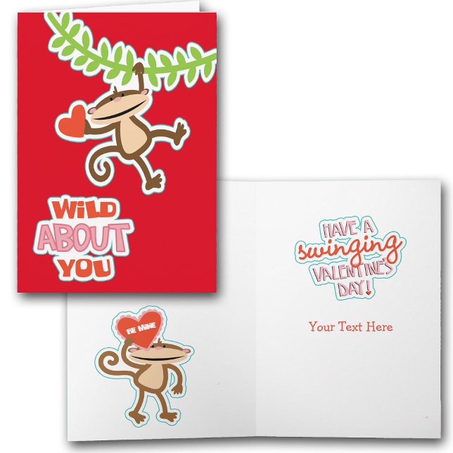 Swinging Monkey Valentine Holiday Card (Creator Uploaded)