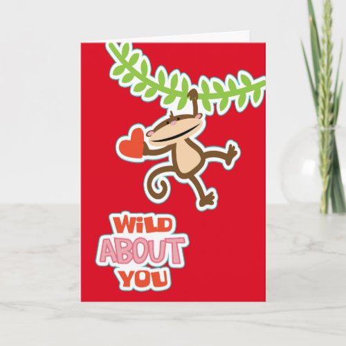 Swinging Monkey Valentine Holiday Card