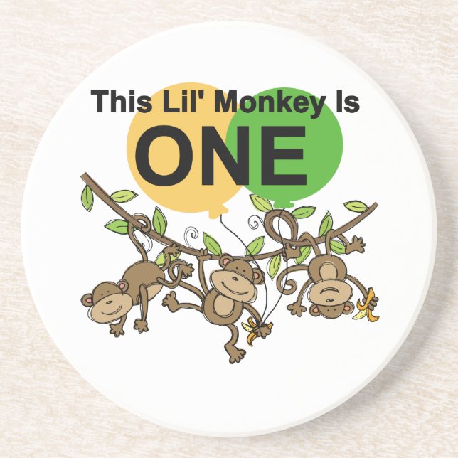 Swinging Monkeys 1st Birthday t shirts and Gifts Drink Coaster (Front)