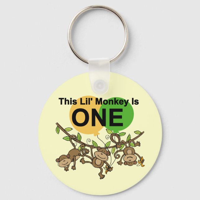 Swinging Monkeys 1st Birthday t shirts and Gifts Keychain (Front)