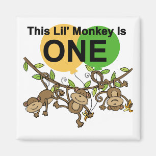 Swinging Monkeys 1st Birthday t shirts and Gifts Magnet
