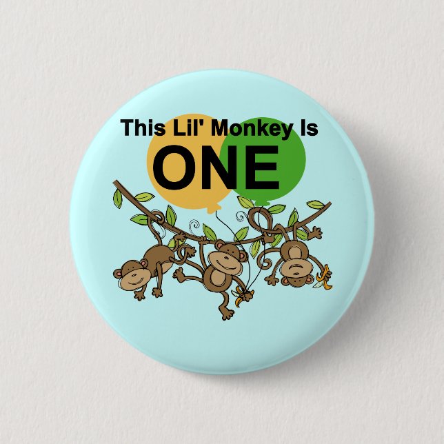 Swinging Monkeys 1st Birthday t shirts and Gifts Pinback Button (Front)
