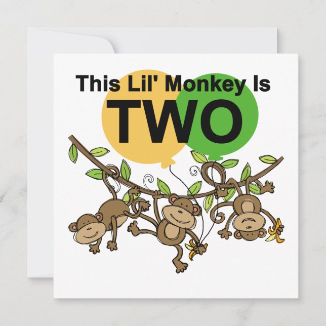 Swinging Monkeys 2nd Birthday T-shirts and Gifts Card (Front)