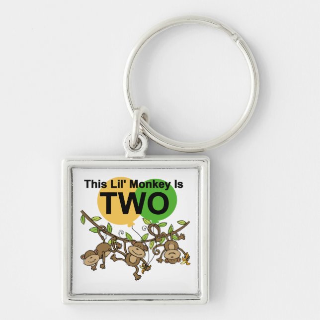 Swinging Monkeys 2nd Birthday T-shirts and Gifts Keychain (Front)