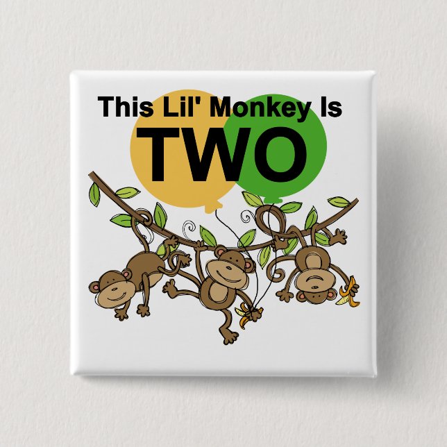 Swinging Monkeys 2nd Birthday T-shirts and Gifts Pinback Button (Front)