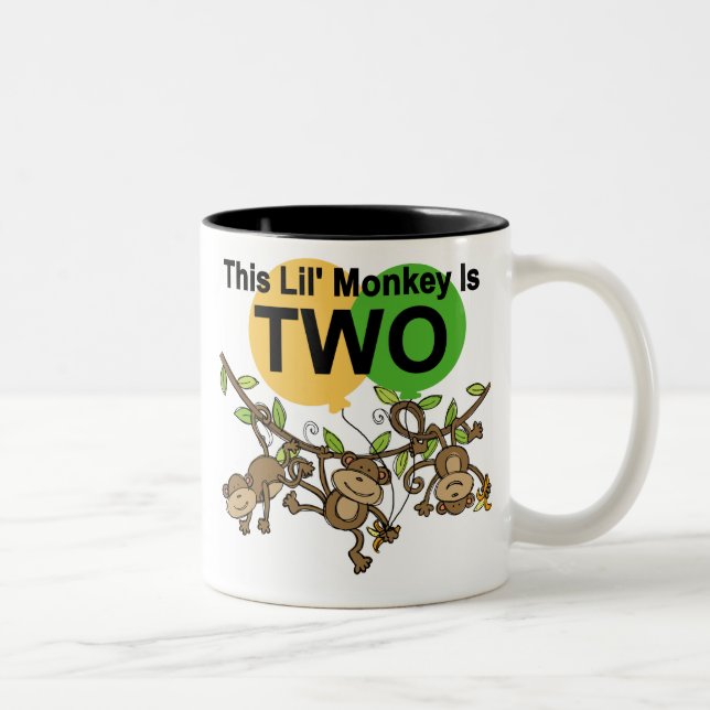 Swinging Monkeys 2nd Birthday T-shirts and Gifts Two-Tone Coffee Mug (Right)