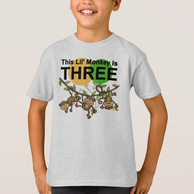 Swinging Monkeys 3rd Birthday tshirts and Gifts (Front)