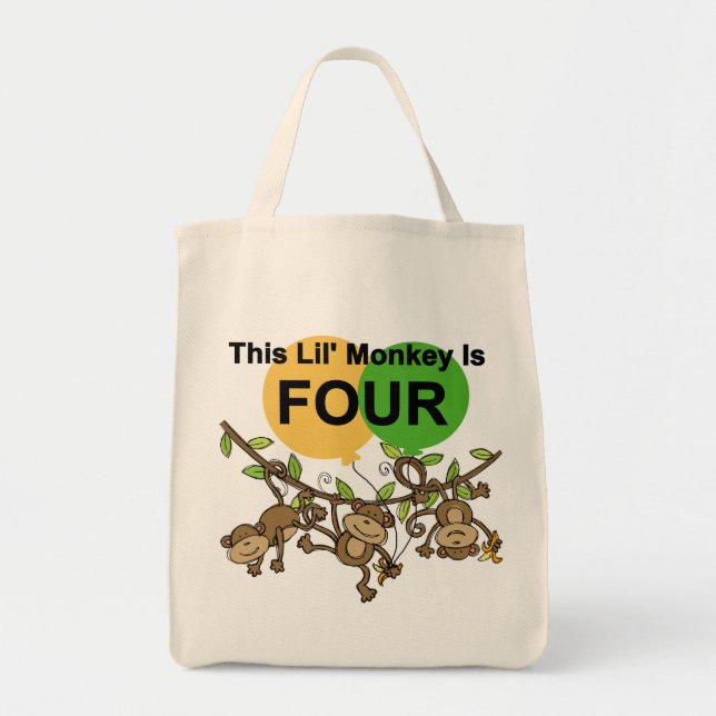 Swinging Monkeys 4th Birthday Tshirts and Gifts Tote Bag (Front)