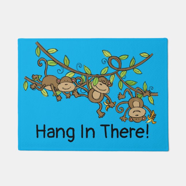 Swinging Monkeys Hang in There Personalized Doorma Doormat (Front)