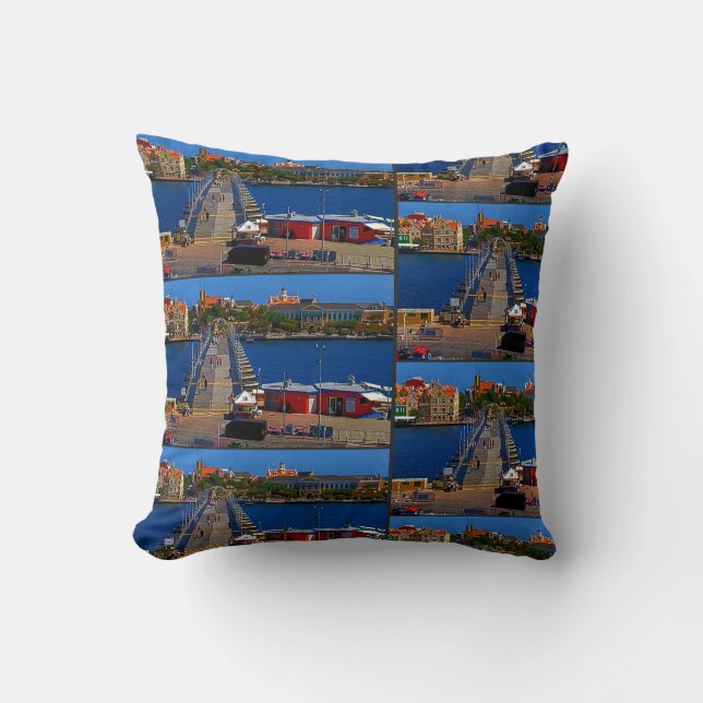 Swinging Old lady Curacao Bridge Throw Pillow (Front)