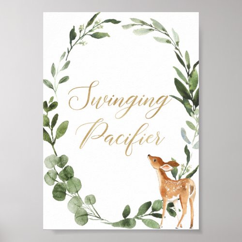 Swinging pacifier game Deer greenery gold Poster