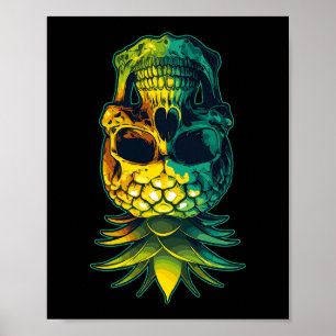 Swinging Pineapple Skull Funny Upside Down Pineapp Poster