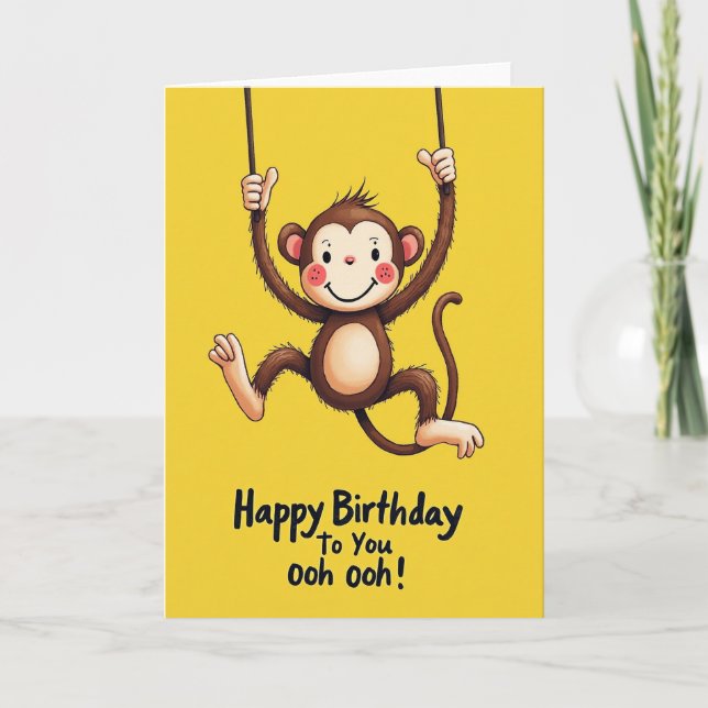 Swinging Primate Birthday Card (Front)