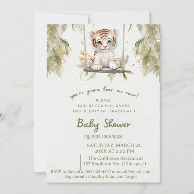 Swinging Safari: Lion Cub's Wild Adventure Invitation (Front)