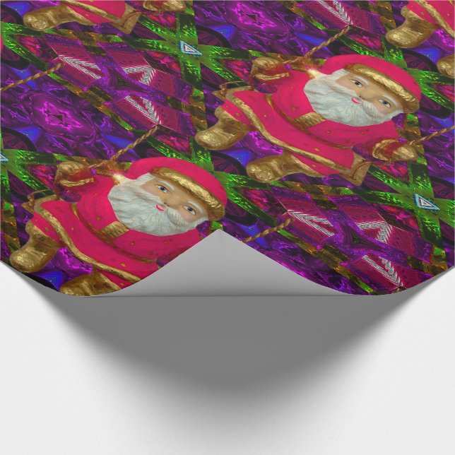 Swinging Santa Glossy Wrapping Paper (Corner)