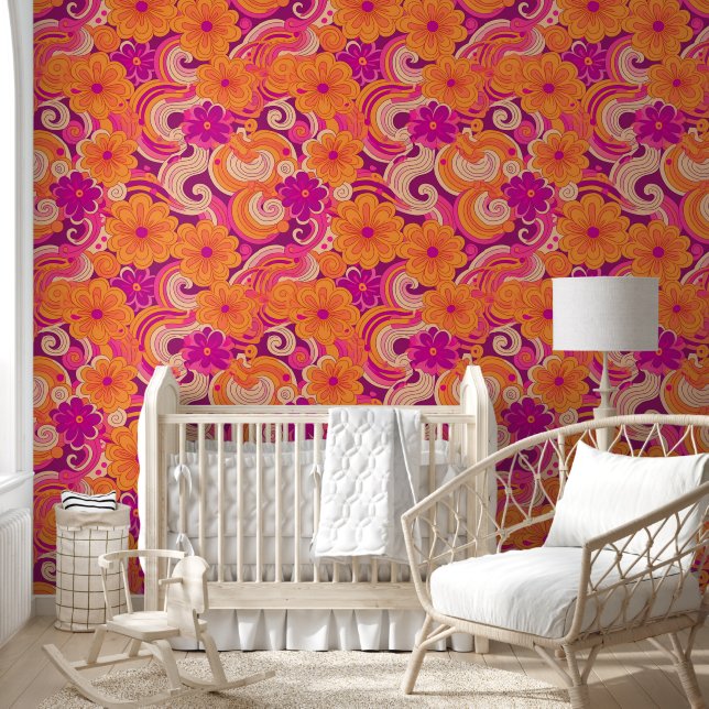 Swinging sixties flower power wallpaper  (Kids)