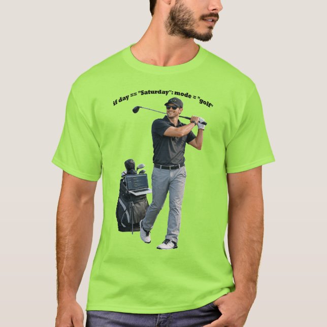 Swinging Software Engineer Who Plays Golf URM T-Shirt (Front)